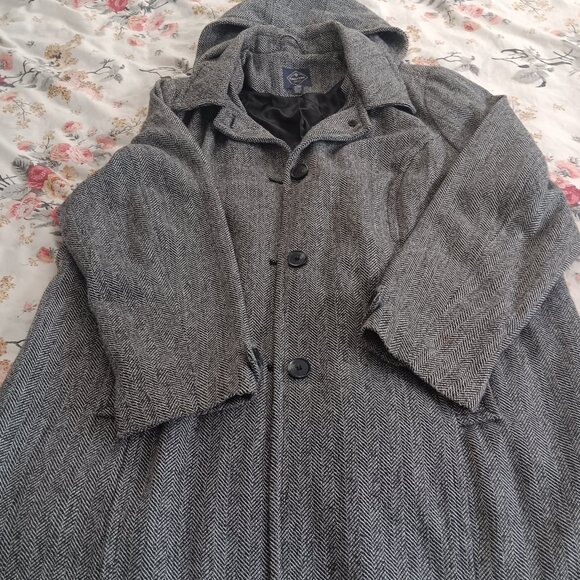 Women's herringbone wool blend classic pea coat St John's Bay 3X - Picture 1 of 4